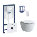 Tualetes poda priekšsienas rāmis GROHE Rapid SL 5 in 1 + piekaramā tualete LAUFEN Pro Rimless ar SLIM Slowclose vāku