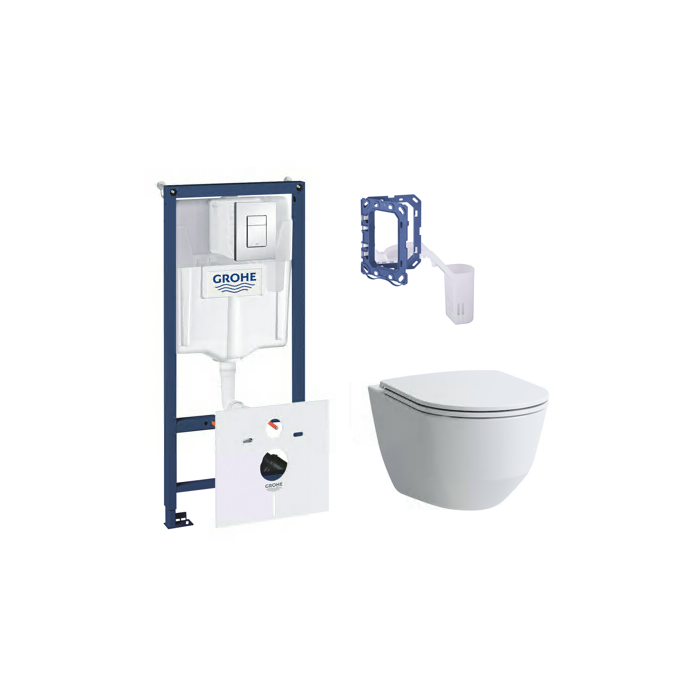 Seina sisse paigaldatav WC-raam GROHE Rapid SL 5 in 1 + peatatud WC LAUFEN Pro Rimless SLIM Slowclose kattega
