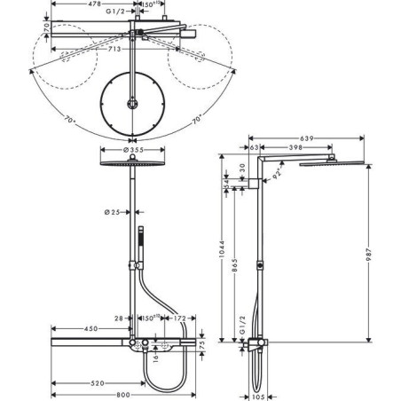 Termostata lietus dušas sistēma HANSGROHE AXOR ShowerSolutions, 27984000
