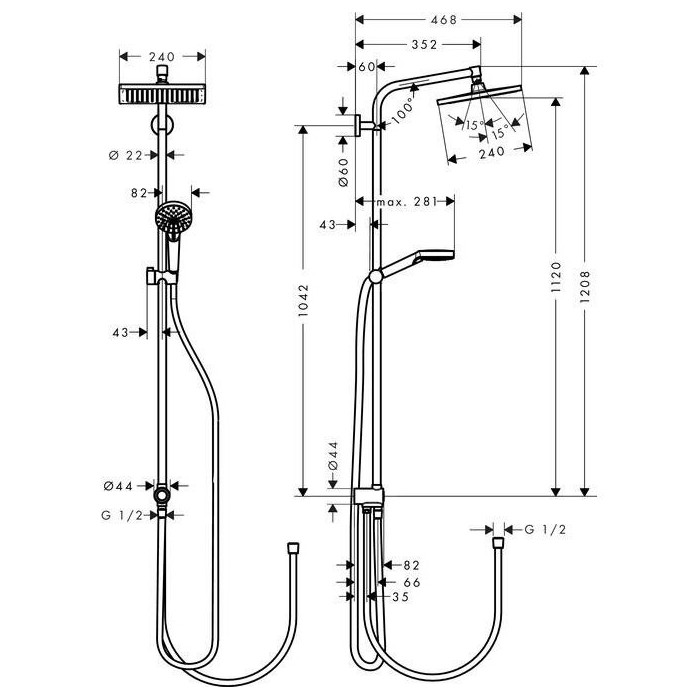 Dušas komplekti HANSGROHE Crometta E 240, 27289000