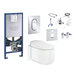 Potinkinis WC rėmas (5 in 1) yra išmanus pakabinamas unitazas GROHE Sensia Arena Rimless su bidė