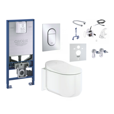 Пристенная рама унитаза (5 в 1) - это умный подвесной унитаз GROHE Sensia Arena Rimless с биде