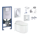 Priekšsienas WC rāmis (5 in 1) ir gudra piekaramā tualete GROHE Sensia Arena Rimless ar bidē
