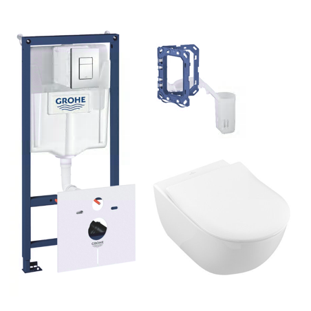Pre-wall toilet frame GROHE Rapid SL 5 in 1 + suspended toilet VILLEROY & BOCH Subway 2.0 Direct Flush WC with SlimSeat dan