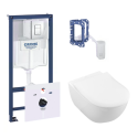 Potinkinis unitazo rėmas GROHE Rapid SL 5 in 1 + pakabinamas unitazas VILLEROY & BOCH Subway 2.0 Direct Flush WC su SlimSeat dan