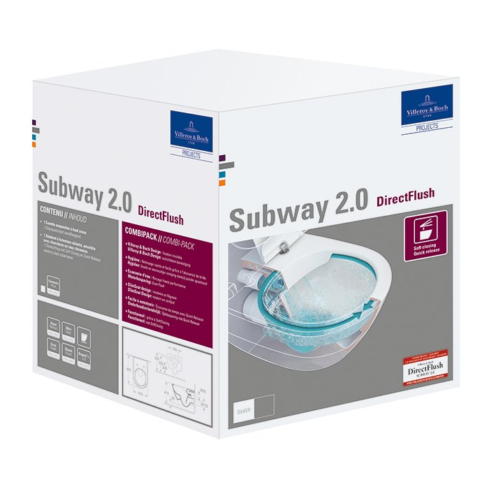 Tualetes rāmis pirms sienas GROHE Rapid SL 5 in 1 + piekaramā tualete VILLEROY & BOCH Subway 2.0 Direct Flush WC ar SlimSeat dan