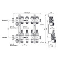 Adjustable underfloor heating collector KERMI x-net 8 rings without flow meters