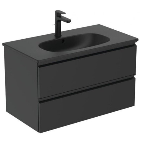 Hanging bathroom cabinet with washbasin IDEAL STANDARD Tesi Tesi 80 cm, black-matte