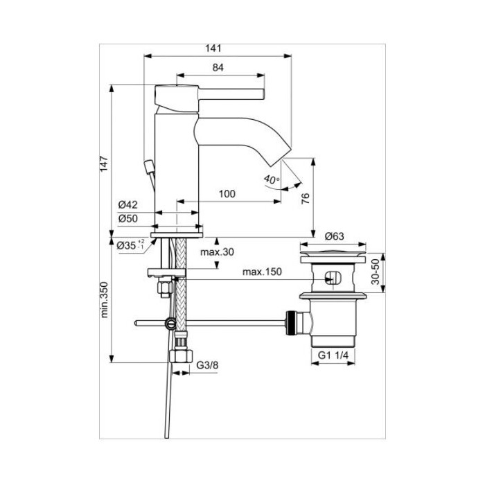 Смеситель для умывальника IDEAL STANDARD Ceraline, BC193XG