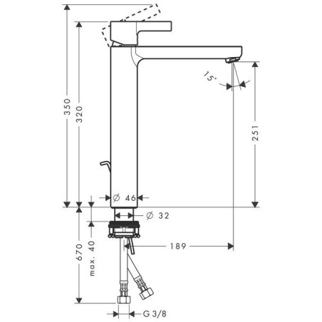 Смеситель для умывальника HANSGROHE Metris S, 31022000