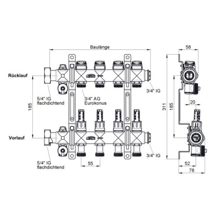 Reguleeritav põrandaküttekollektor KERMI x-net 12 rõngad ilma voolumõõturiteta