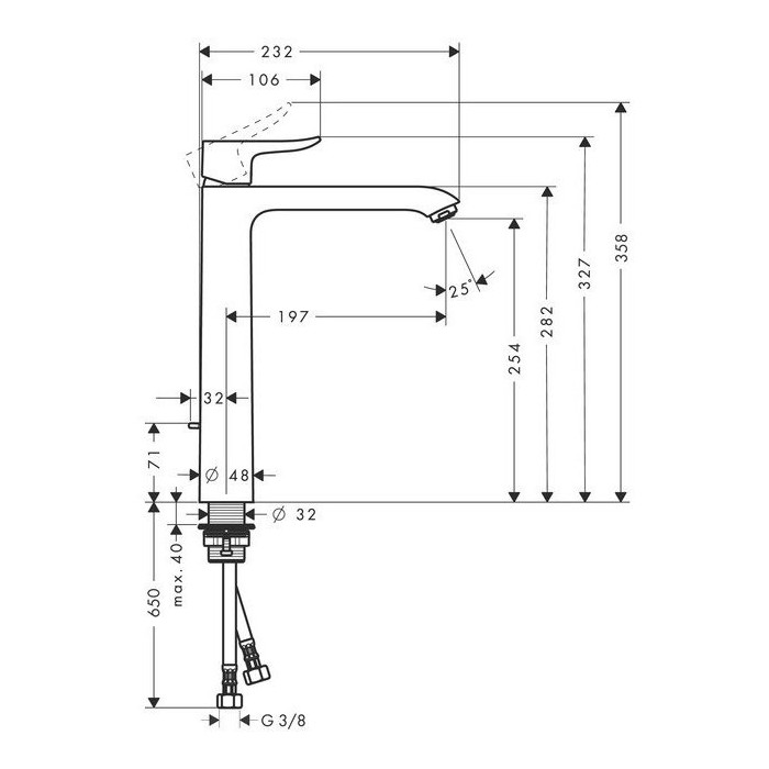 Смеситель для умывальника HANSGROHE Metris 260, 31082000