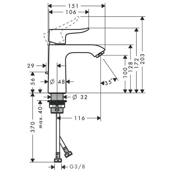 Praustuvo maišytuvas HANSGROHE Metris 110, 31080000