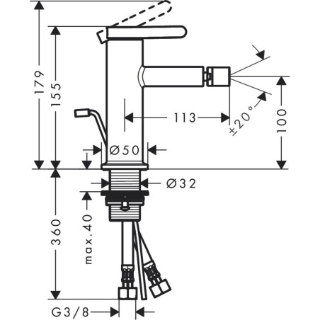 Bidė maišytuvas HANSGROHE Axor One 100, 48210000