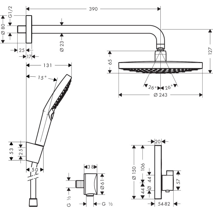 Seina termostaatdušš 8 in 1 komplekt HANSGROHE Raindance Select S, 27297000