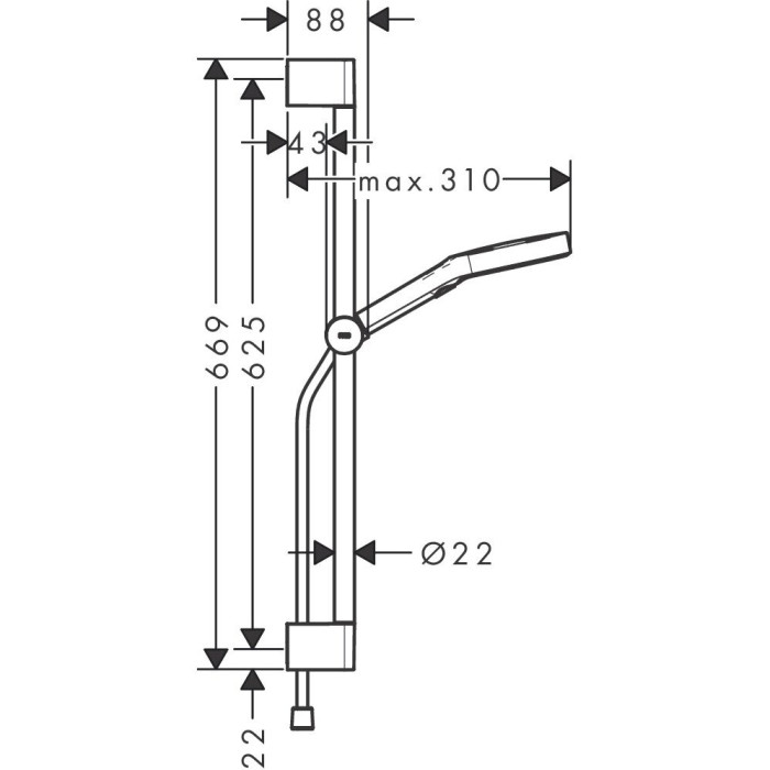Dušialuse komplektid HANSGROHE Rainfinity S Puro 65 cm, 28745000