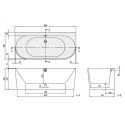 Taisnstūrveida vanna pret sienu VILLEROY & BOSH Oberon 2.0 no Quaryl materiāla 800 x 1800 mm
