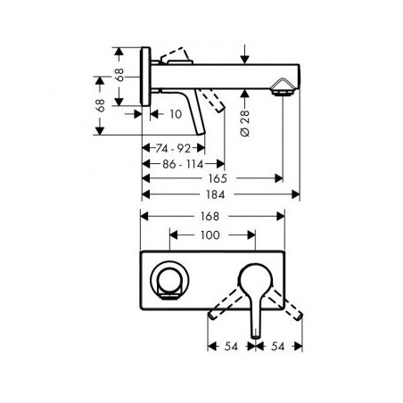 Priekšsienas jaucējkrāns izlietnei HANSGROHE Talis S 165 mm, 72110000