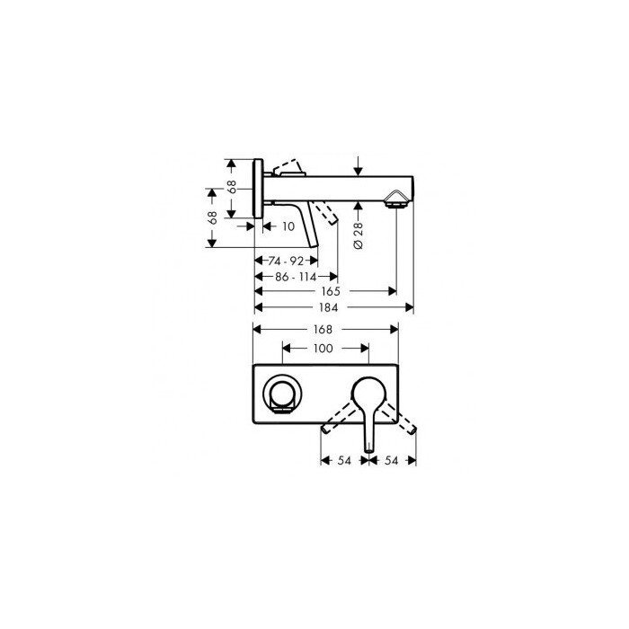 Priekšsienas jaucējkrāns izlietnei HANSGROHE Talis S 165 mm, 72110000