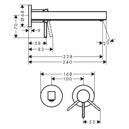 Priekšsienas jaucējkrāns izlietnei HANSGROHE Finoris 228 mm, 76051670