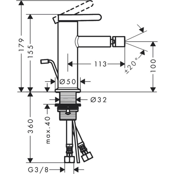 Bidē maisītājs HANSGROHE Axor One 100, 48210990