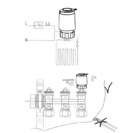 Thermostatic drive for underfloor heating manifold TECH M30 x 1.5