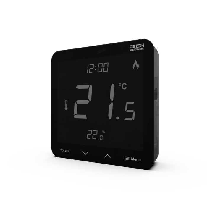 Superstructured programmable room thermostats TECH EU-T-3.1, black
