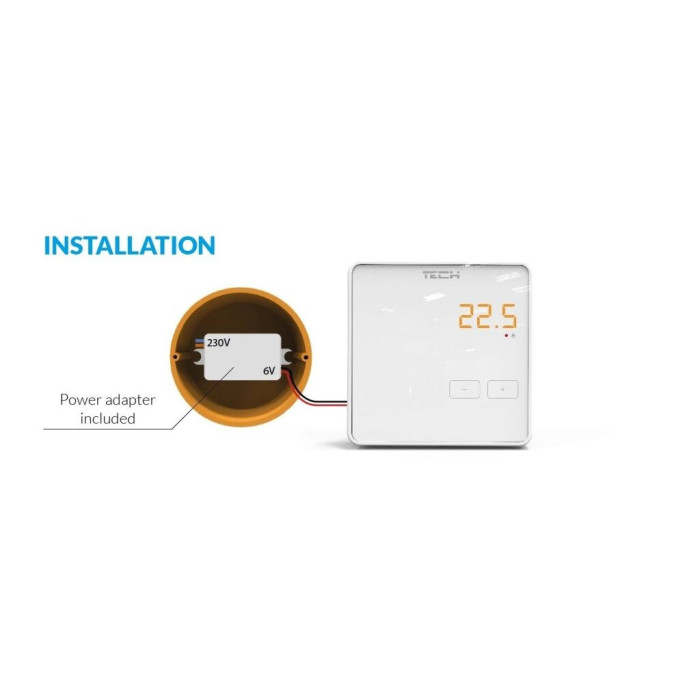Bevielis patalpos termostatai TECH R-8z, juodas