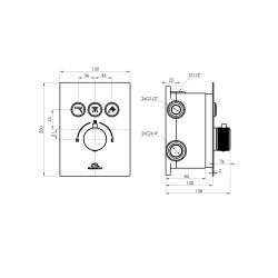 Seina sisse segistite komplektid nokaga vanni rubineta jaoks Thermo-3F-OLO (SQ)