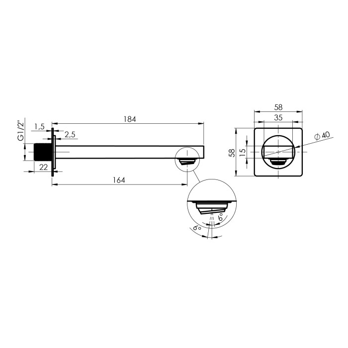 Pre-wall faucet sets with beak for bath rubineta Thermo-3F-OLO (SQ)