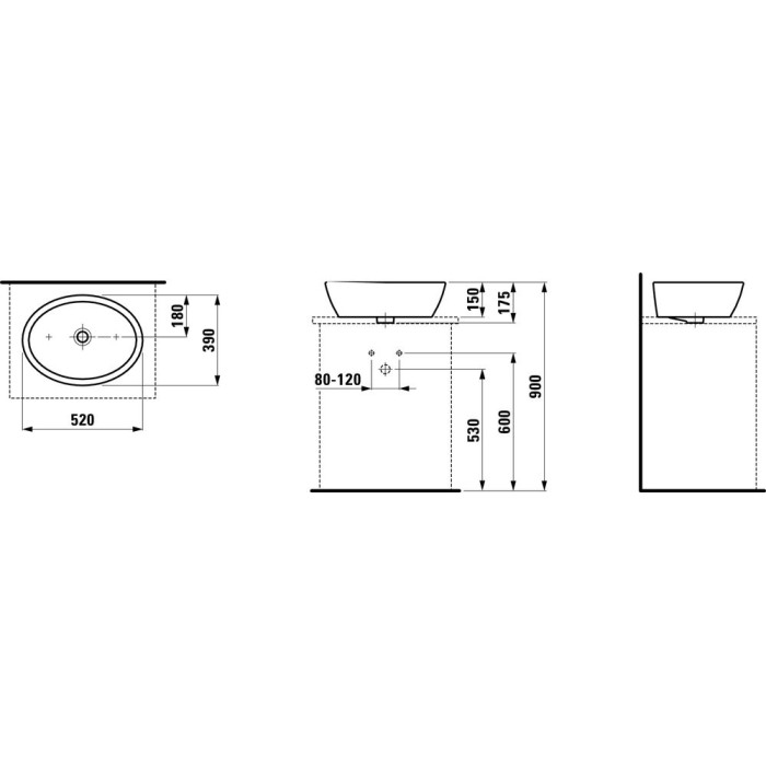 Izlietnes trauks LAUFEN Pro S, 520 x 390 mm ar LCC pārklājumu