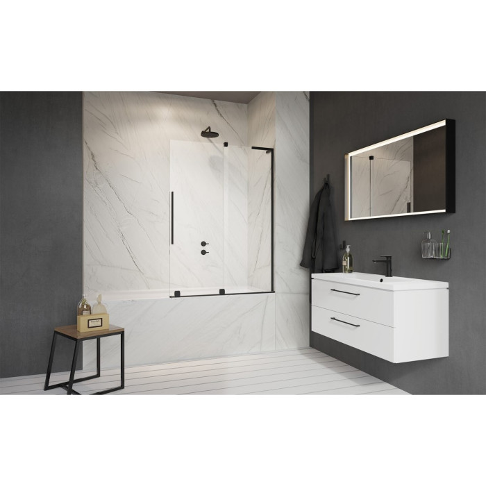 Двухсекционная раздвижная стенка для ванны RADAWAY Furo SL Black PND II