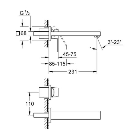 Potinkinis maišytuvas praustuvui GROHE Eurocube 210 mm, 23447000