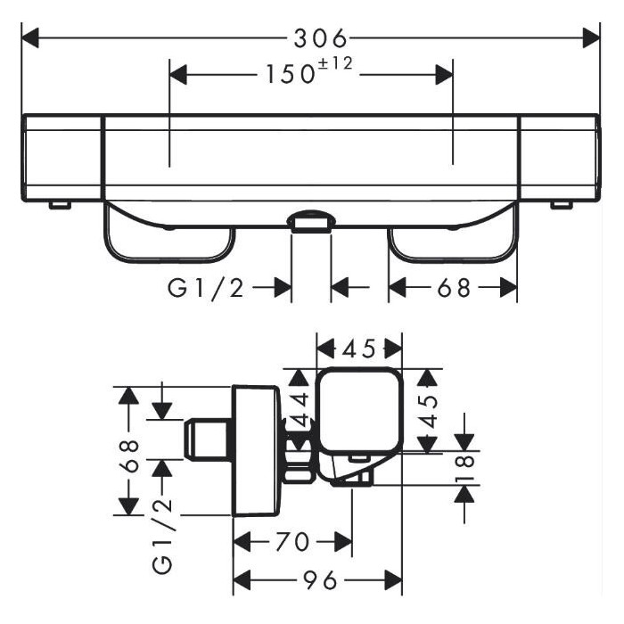 Thermostatic shower faucet HANSGROHE Ecostat E, 15773000