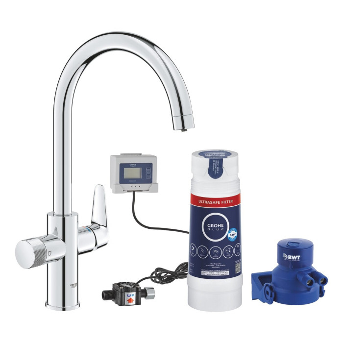 Virtuves (izlietnes) jaucējkrāns GROHE Blue Pure BauCurve sākuma komplekts, 30582000