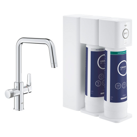 Virtuvė (plautuvės) maišytuvas GROHE Blue Pure Eurosmart Starter Kit su reserveniu atbuliniu osmoso filtru, 30587000