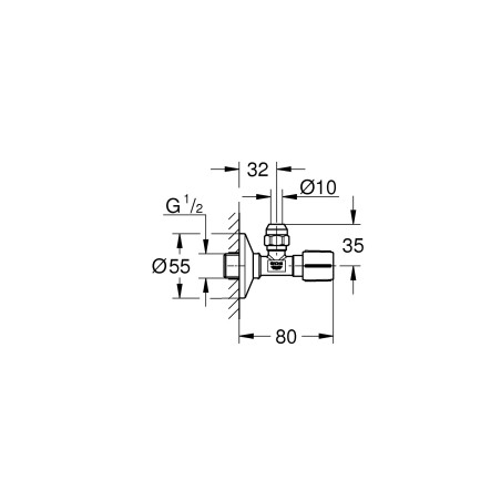 Vārsta leņķiskais GROHE 1/2"x 3/8", 22074KF0