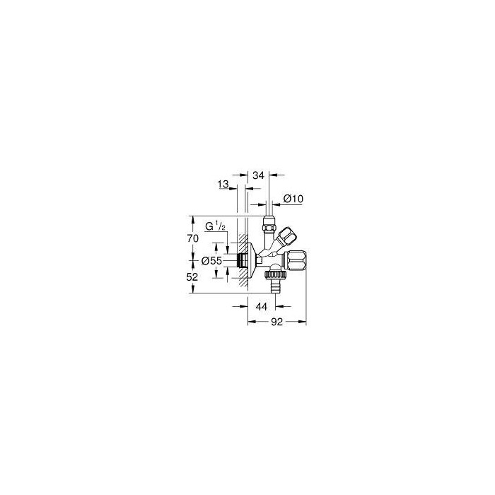 Ventiili kämping GROHE 1/2"" x 3/8"" x 3/4", 22036000