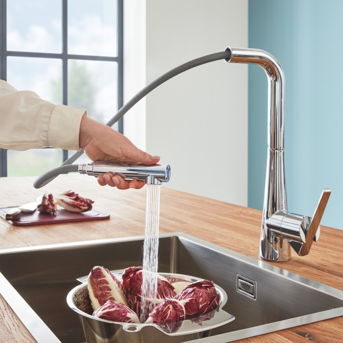 Kitchennis (izlietnes) jaucējkrāns ar ievelkamu šļūteni GROHE Zedra, 32553002