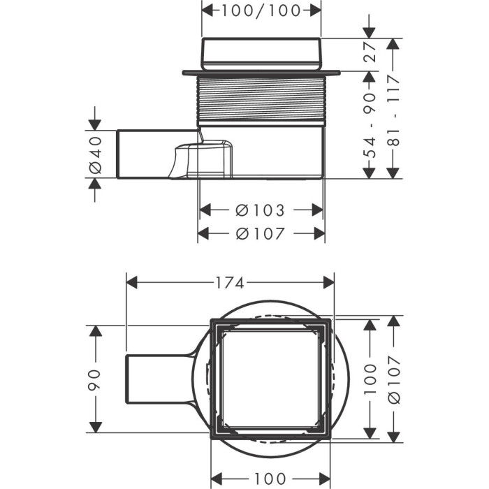 Лестница HANSGROHE RainDrain Point 100 x 100, 56247670