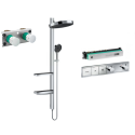 Pirmssienas termostata duša 4 in 1 komplekts HANSGROHE Rainfinity Showerpipe 360 1jet, hroma