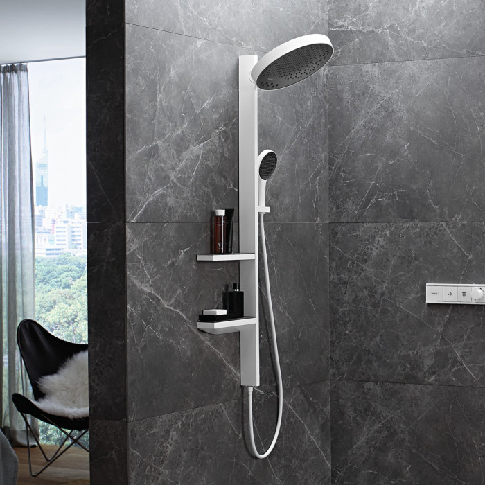 Настенный термостатический душ 4 в 1 комплект HANSGROHE Rainfinity Showerpipe 360 1jet, Матовый белый