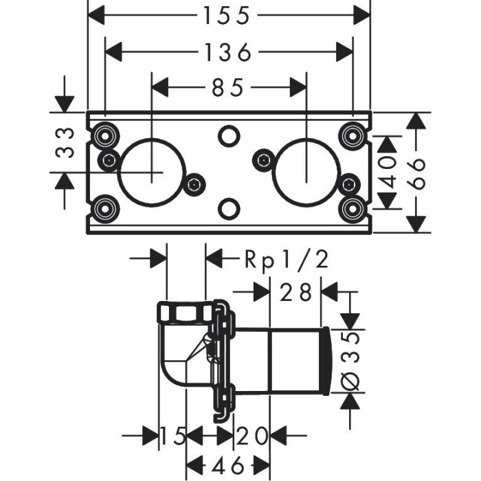 Pirmssienas termostata duša 4 in 1 komplekts HANSGROHE Rainfinity Showerpipe 360 1jet, Matt White