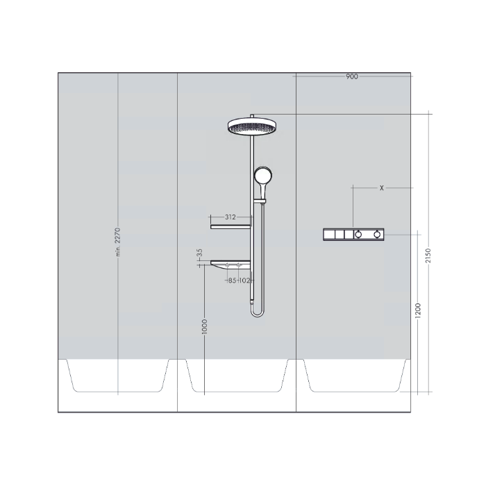 Настенный термостатический душ 4 в 1 комплект HANSGROHE Rainfinity Showerpipe 360 1jet, Матовый белый
