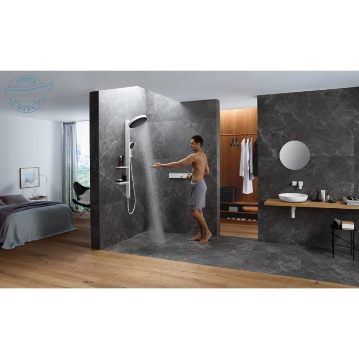 Potinkinis termostatinis dušas 4 in 1 komplektas HANSGROHE Rainfinity Showerpipe 360 1jet, Matt White