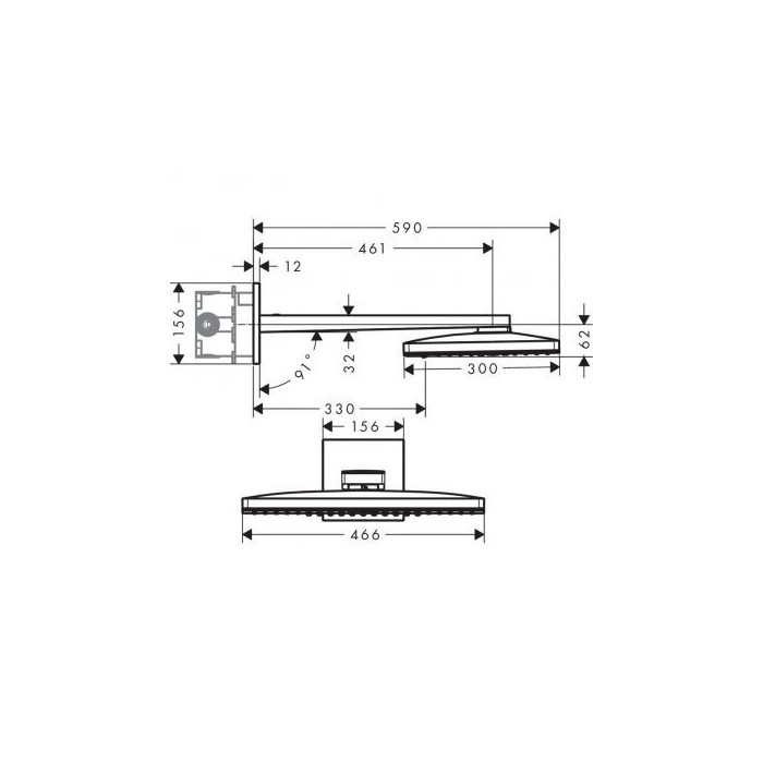 Настенный термостатический душ 5 в 1 комплект HANSGROHE Rainmaker Select 460 3jet, черный/хром