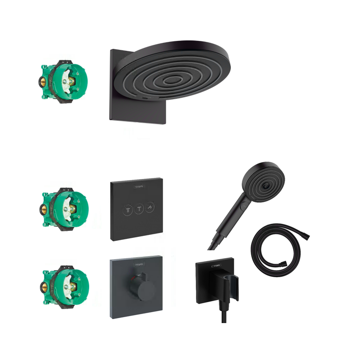 Pre-wall thermostatic shower 7 in 1 set HANSGROHE Pulsify S 260, 2jet, Matt Black