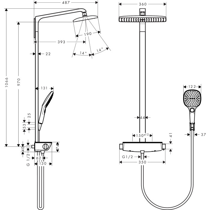Termostatinė lietaus dušo sistema HANSGROHE Raindance Select E, 27112000