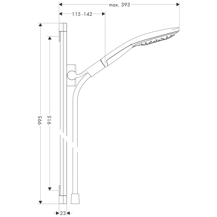 Dušo stovo komplektai HANSGROHE Raindance Select S 150 3jet 90 cm, 26626000