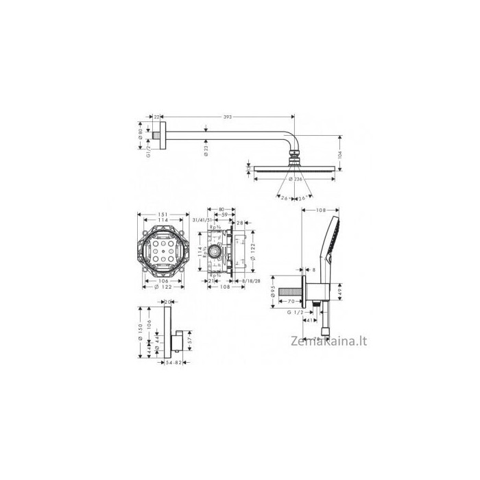 Seina termostaatdušš 7 in 1 komplekt HANSGROHE Raindance S, 27959670